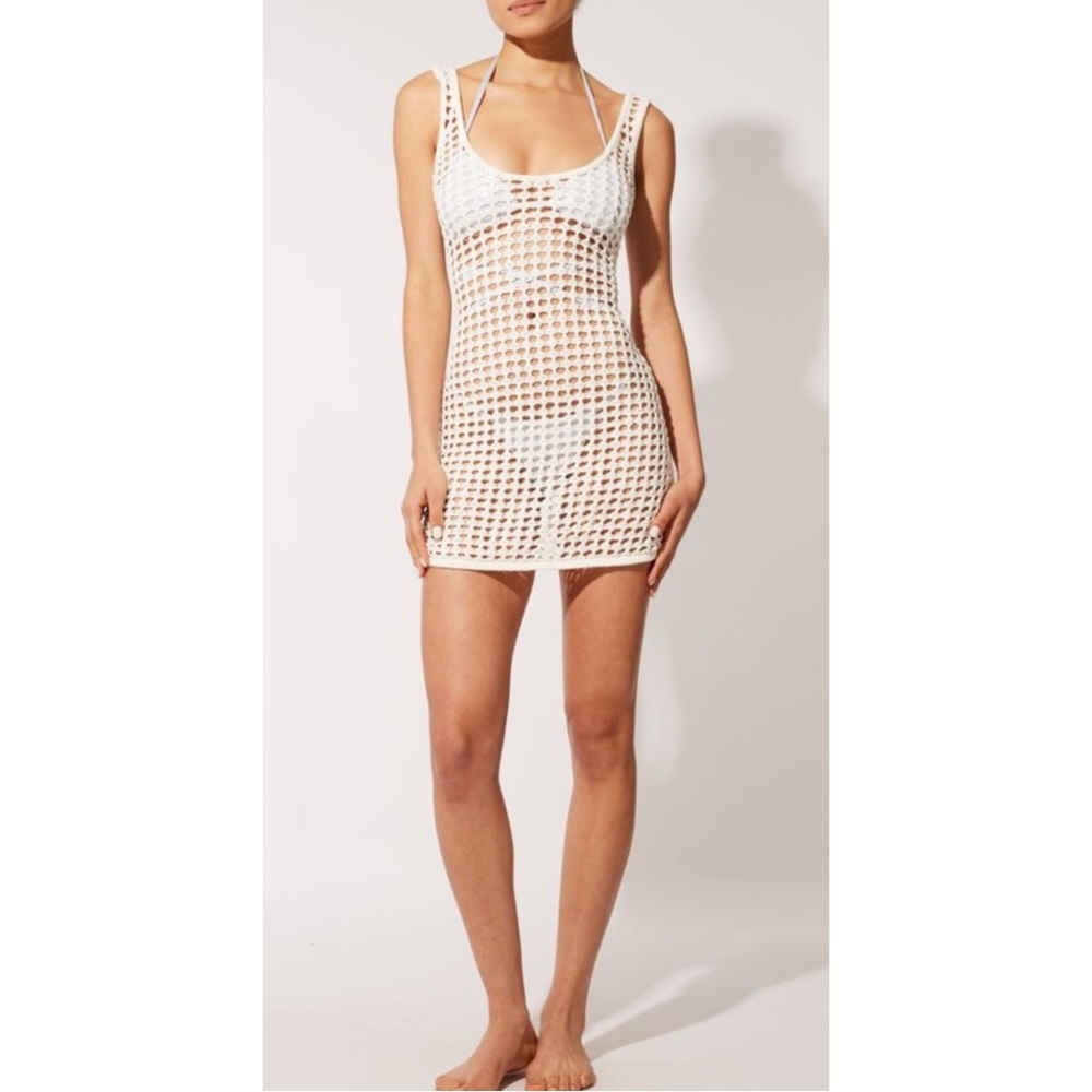 SOLID & STRIPED | Annemarie Crochet Mini Dress/Coverup in Marshmallow, Size XL